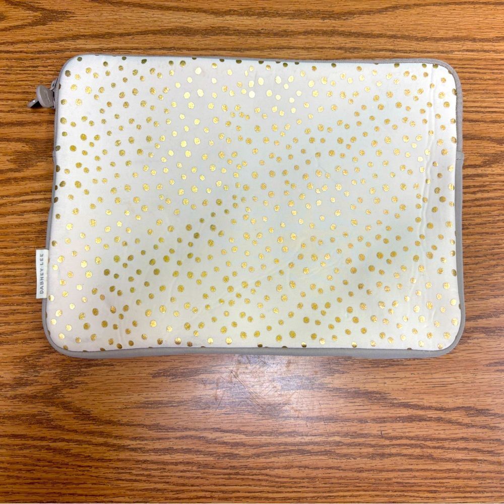 Gold Polka Dot Laptop/Tablet Sleeve by Dabney Lee